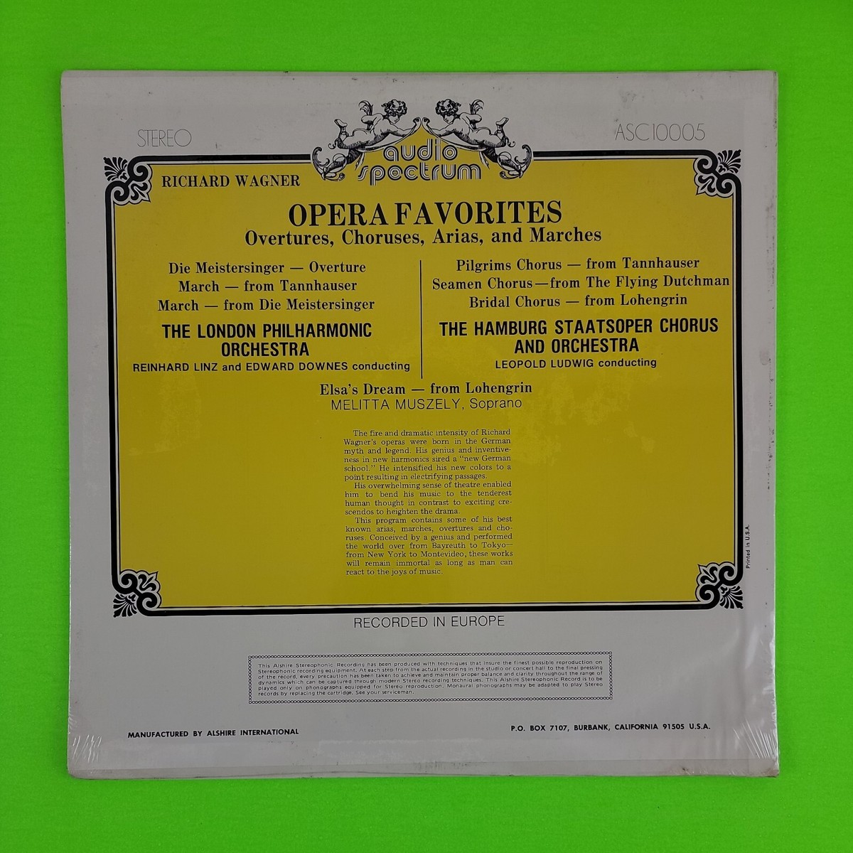 RICHARD WAGNER OPERA FAVORITES Reinhard Linz Edward Downes Leopold