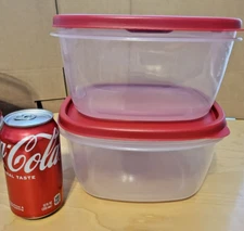 4 Piece Rubbermaid Easy Find Lids Food Storage Container, 14 cup Racer Red - New