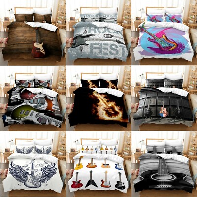 Guitar Collection Music Instrument Single/Double/Queen/King Bed Quilt Cover Set