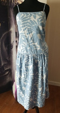 GAP Women's Floral Chambray Spaghetti Strap Sleeveless Midi Dress Size S