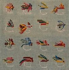 Needlepoint HandPainted Cooper Oaks Trout Fli...