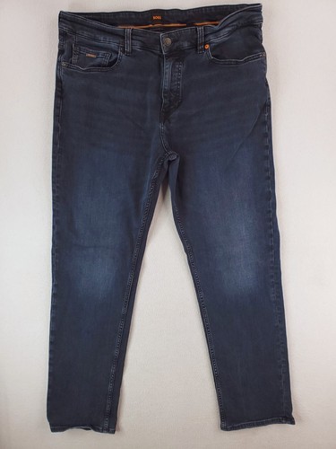 Hugo Boss Jeans Herren 36x32* Blau Tapered Stretch Denim Hose Dark Wash