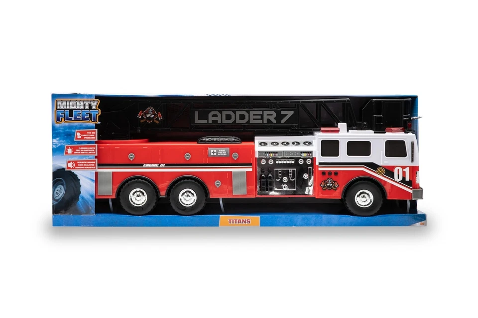 Titan Firetruck - 29" Realistic Toy Firetruck W/Lights, Sound & Working Ladde... - Image 2 of 4