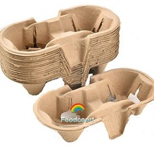2 Cup Drink Cup Carrier, Cup Holder, Cup Carry Tray Biodegradable Pulp 300 Count