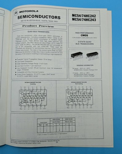 MOTOROLA CMOS MC74HC Microprocessor Sales Literature - Picture 5 of 12
