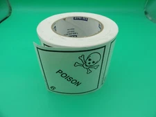 ULINE POISON 6 STICKER ROLL 4"x4"