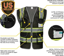 9 Pockets Reflective Mesh Safety Vest for Men, Hi-Vis Work Vest for Construct...