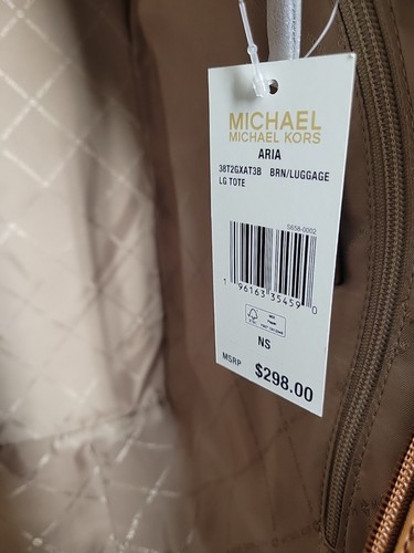 Michael Kors Signature Aria Brown/Acorn Large Tote Bag Shoulder Bag $298 - Picture 6 of 7