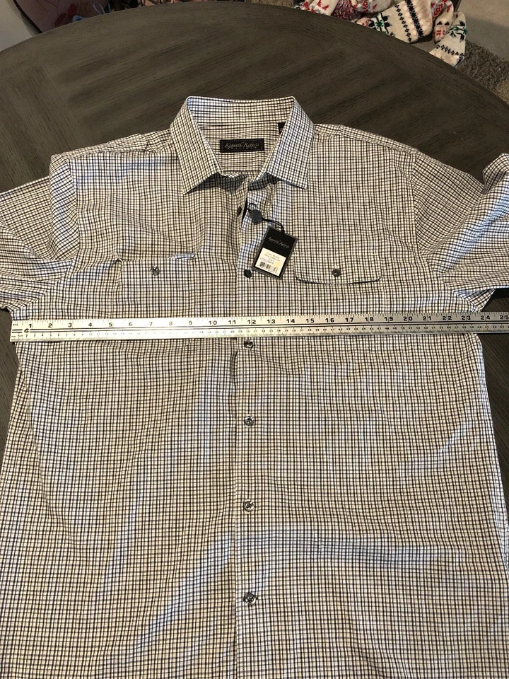 NUEVO CON ETIQUETAS Camisa Kenneth Roberts Platino Blanca Negra Rayas Manga Larga Grande L $69.5 Foto 4 de 4