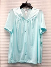 Vanity Fair Womens Short Sleeve Nylon Sleepshirt Shirt | Azure Mist | Size L