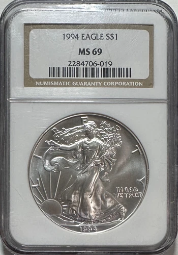 1994 U.S. Silver American Eagle $1 Dollar - NGC MS69