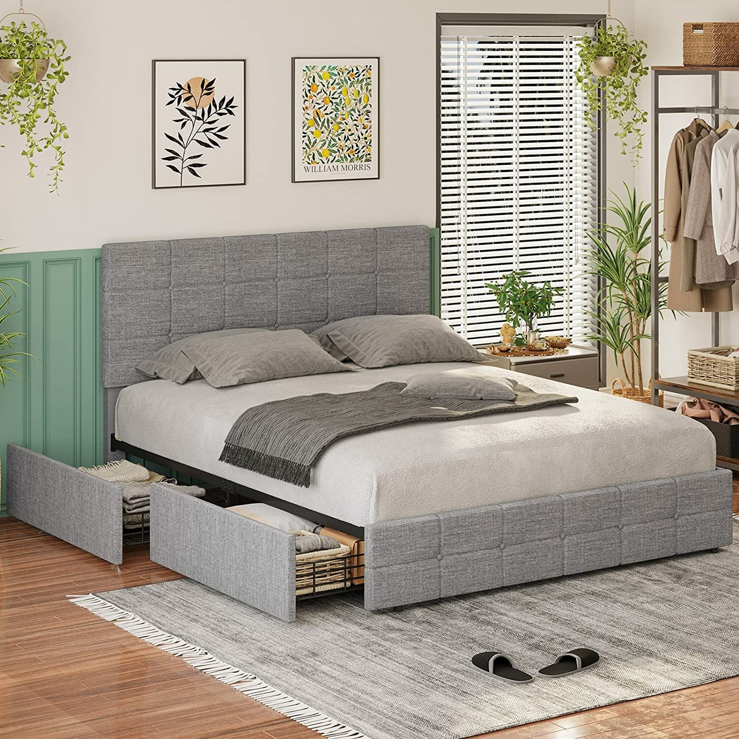 Platform Bed Frame with Storage Drawers 