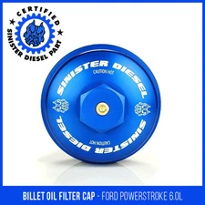 Oil Filter Cap Sinister Diesel Blue for Ford Powerstroke 2003-2007 6.0L