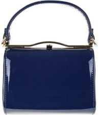 Ladies Vintage Patent Box Handbag Clutch Bag Top Handle Evening Bag Purse New UK