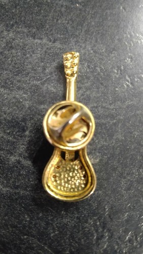 Vintage Gold Tone Guitar Pin Badge - Picture 3 of 4