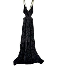 Urban Outfitters Maxi Dress Black Sz 6 Geometric Sheer Lined Silence + Noise #D