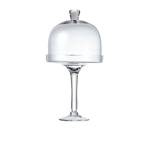 NEW Salt & Pepper Salut Footed Glass Cake Stand w/ Dome 38cm (RRP $60)