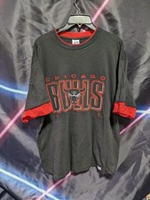 Vtg 90s Salem Sportswear Chicago Bulls Double Tee T Shirt XL 1991 Made In USA