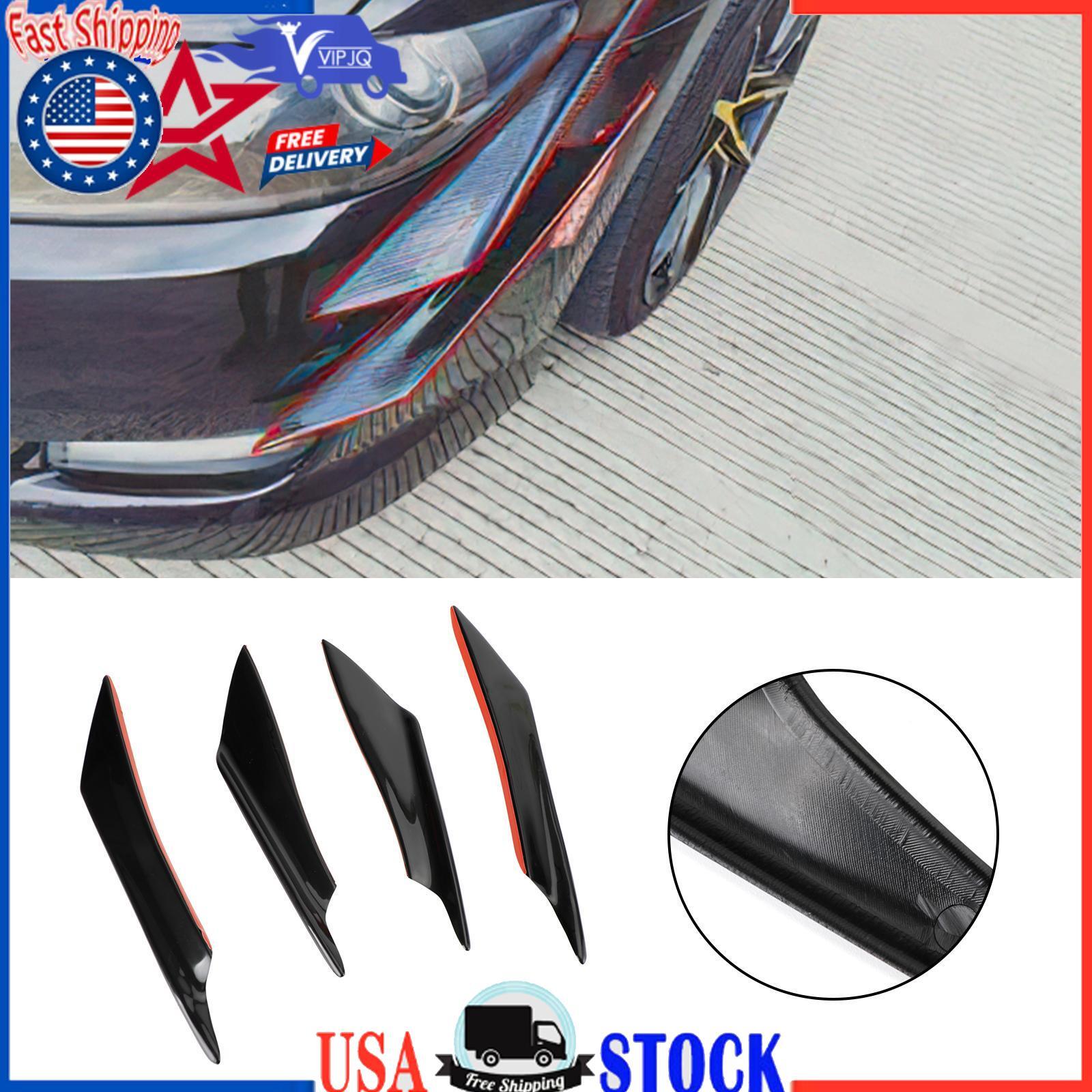 4pcs Universal Car Front Bumper Fins Body Splitter Spoiler Canards Gloss Black