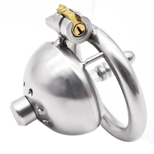 Male Stainless Steel Penis Chastity Cock Cage Men's Locking Device 3 Size Rings - Picture 14 of 41