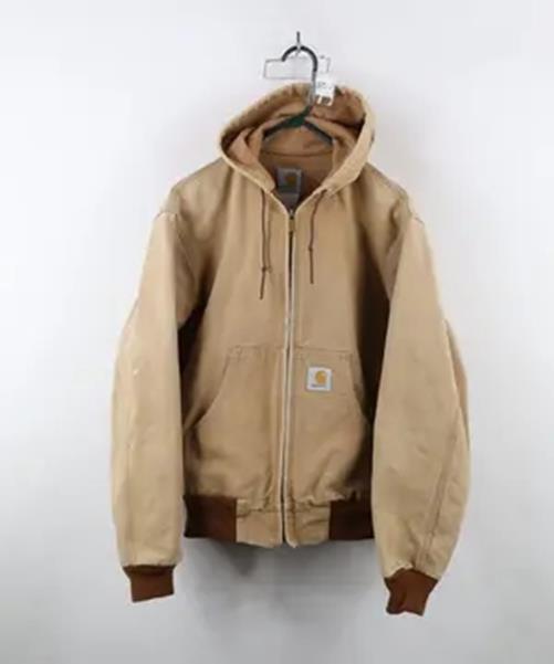 Vtg 90s Carhartt Mens M Distressed Canvas Full Zip Hooded Jacket  