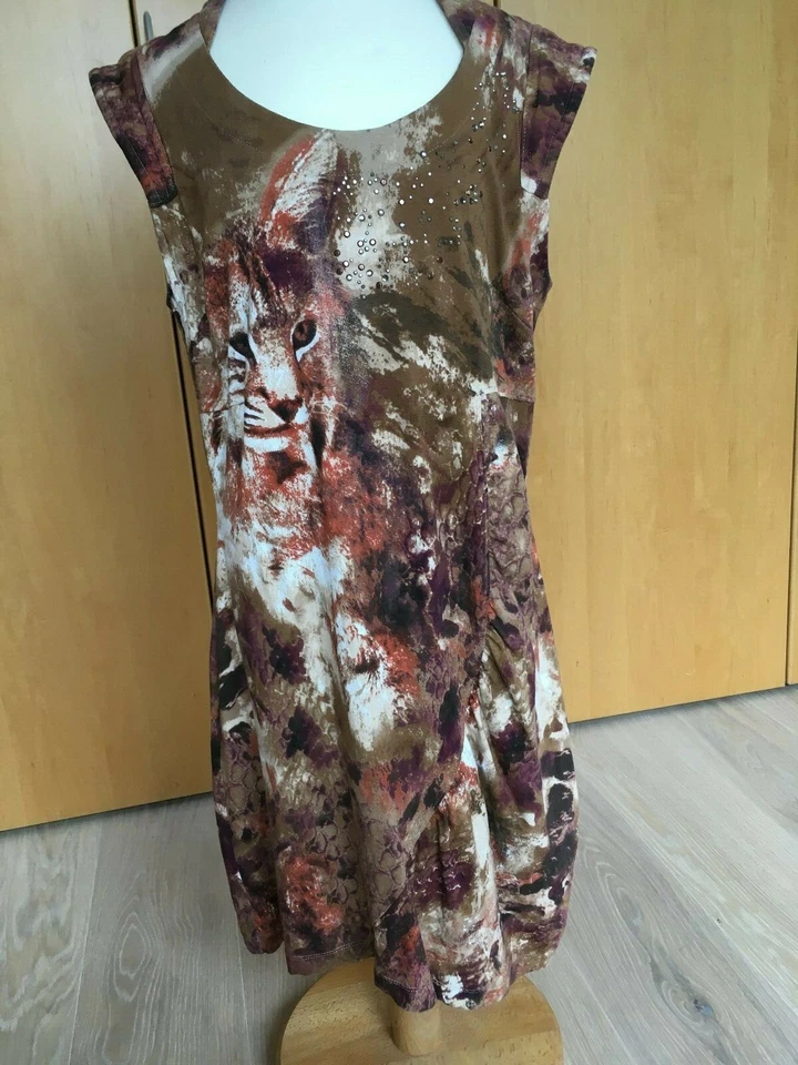 afrikanische Tunika Kleid Longshirt Leo/Gepardenmotiv v. BIBA/ESCADA Gr. S - Bild 2 von 4