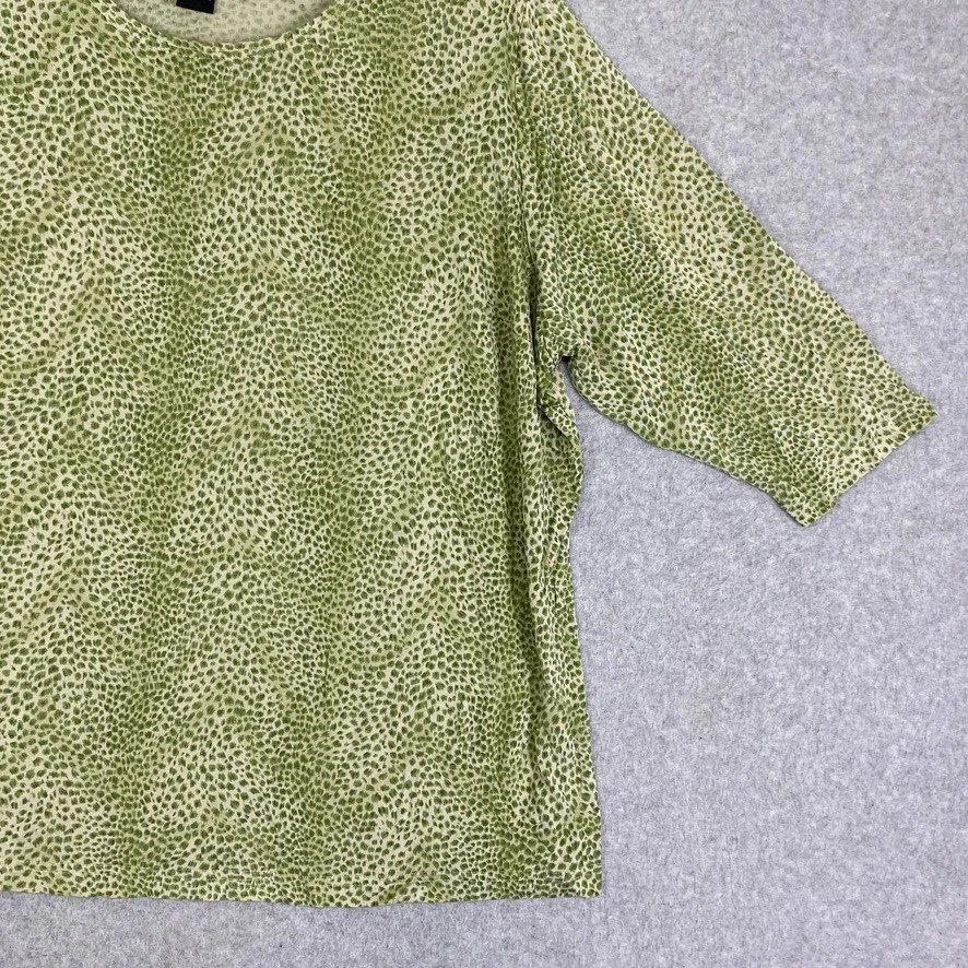 Top Lane Bryant para mujer 26/28 verde animal manga 3/4 seda rayón tejido elástico Foto 4 de 4