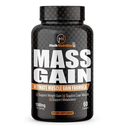 HulkNutrition Weight Gainer Capsule for Fast Weight Muscle & Bulk Gain Mass + FS