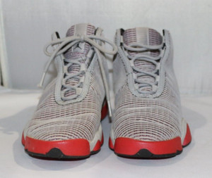 Boys youth high top lace up gray NIKE JORDAN basketball shoes US-4y