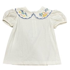 Vintage Hartstrings Baby Dress 18M White With Embroidered Collar  Puff Sleeves