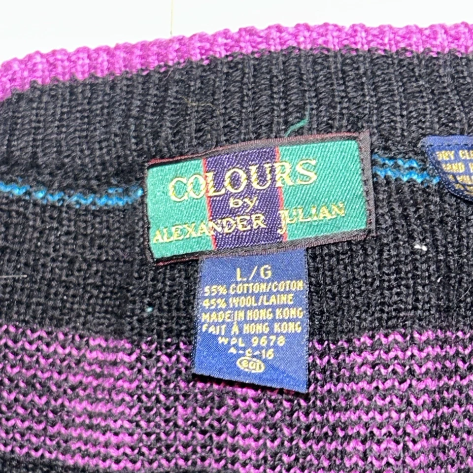 Cárdigan de algodón/lana vintage colores Alexander Julian para hombre talla grande Foto 4 de 4