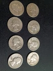 Lot Of 8 Silver Washington Quarters Circulated Junk Silver 90%
