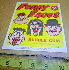 original Vintage display 5c FONNY FACES bubble gum machine card