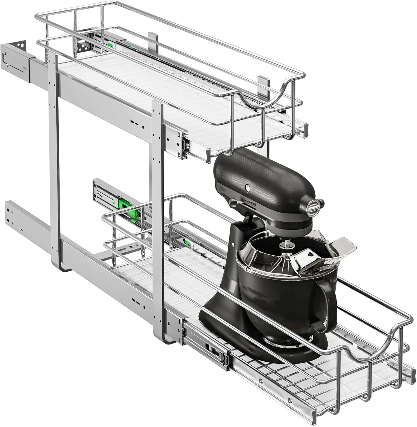 2-Tier Pullout Shelf Organizer with Soft Close for Kitchen Cabinets & Pantry
