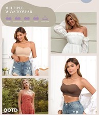 Strapless Bras for Women Non-Slip Padded Bandeau Bra Wireless Tube Top Bra