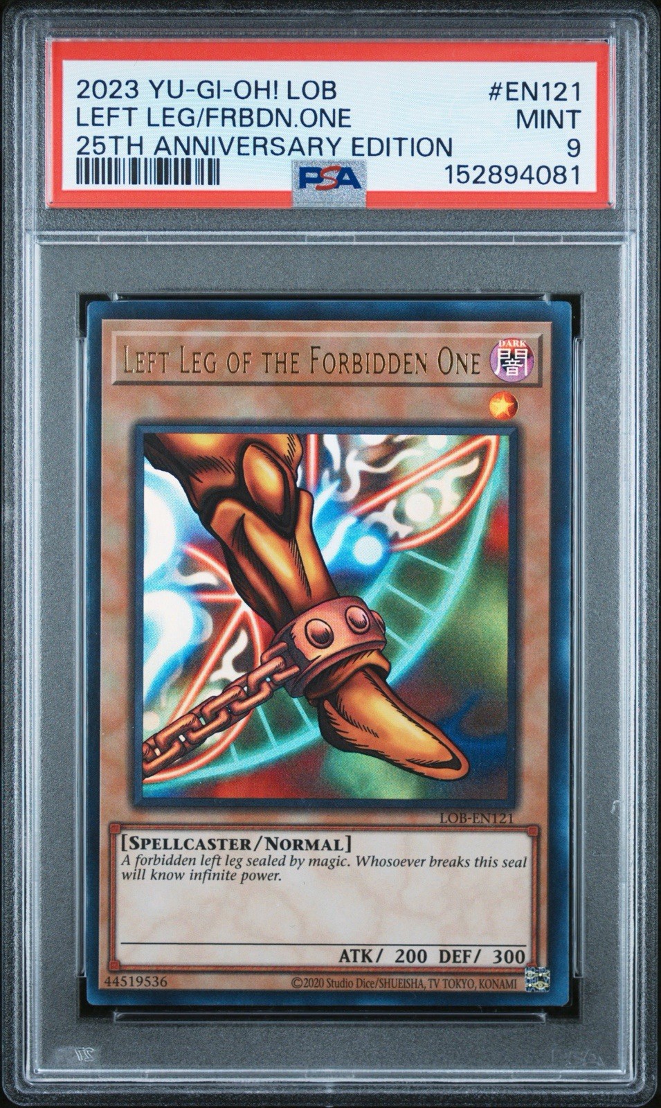Yugioh Left Leg of the Forbidden One LOB-EN121 25th Anniversary PSA 9 Ultra Rare