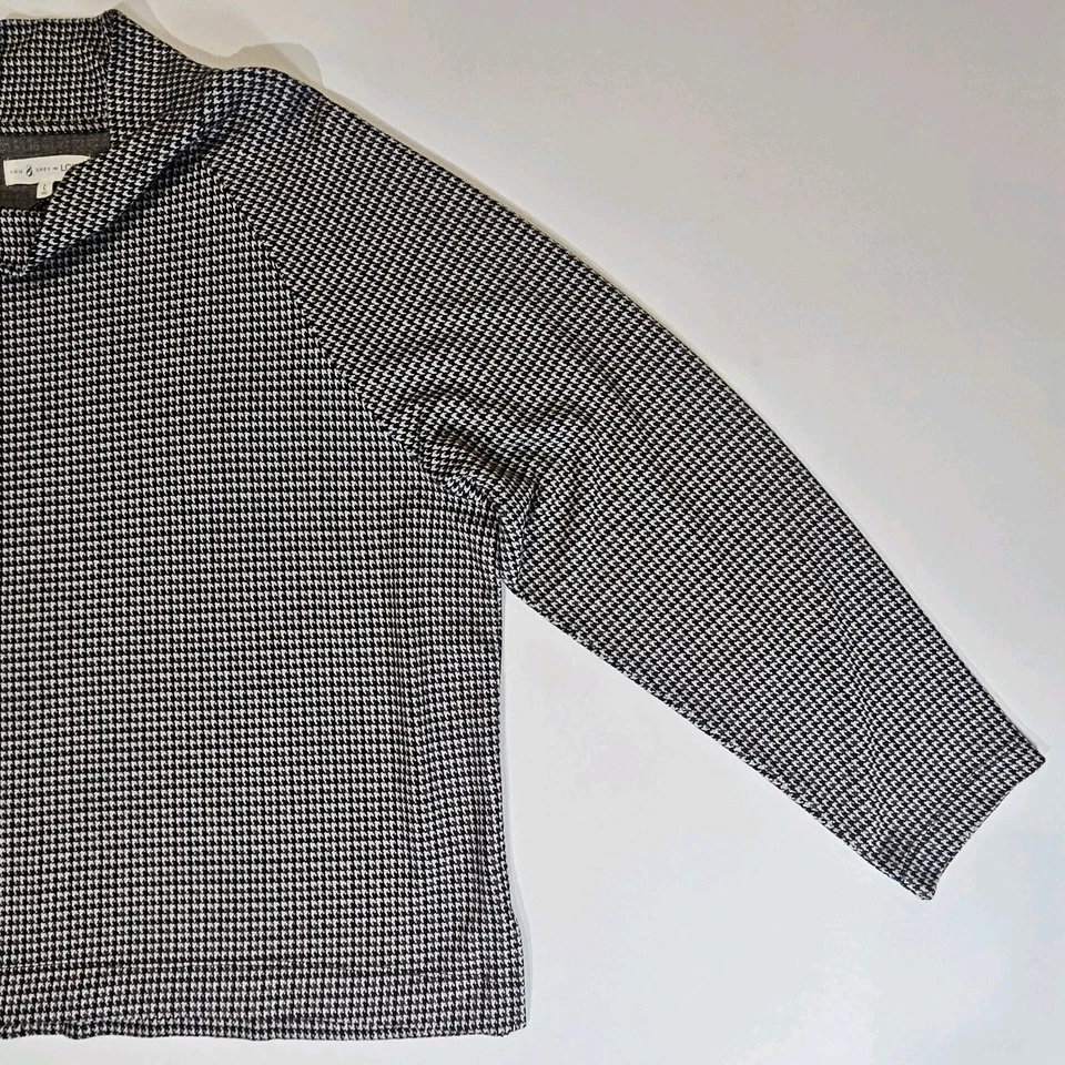 Blusa Lou & Grey Loft Para Mujer Grande Negra Blanca Pata de Gallo Cuello Simulado Oficina Top Foto 4 de 4