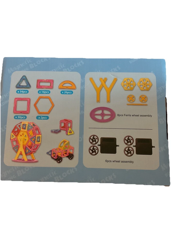 Magnetic Tiles Clear Colors 122 Pcs 3D Set Magnetic Building Toy Magnet STEM - Image 4 of 4