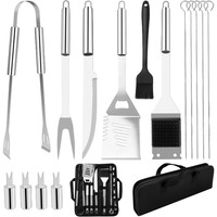 Grillbesteck Set 15-Teilig Aus Edelstahl, Tragbares GrillzubehöR