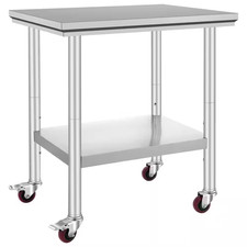 Stainless Steel Work Table 30 X 24 X 33 In., 300 Lbs. Capacity, Heavy-Duty Kitch