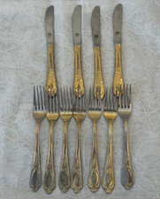 ROYAL SOLINGEN 24 KARAT HARD GOLD PLATED CUTLERY 11 PC