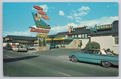Ranchinn Motor Lodge Elko Nevada Vintage Chrome Postcard 1960s Casino Cars