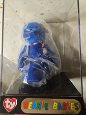 1998 Ty Beanie Baby 'Clubby' The Bear with Ribbon in Display Case