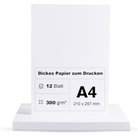 Fotokarton A4 300G/M² Weiß 12 Blatt Premium Druckpapier Tonkarton Pappe