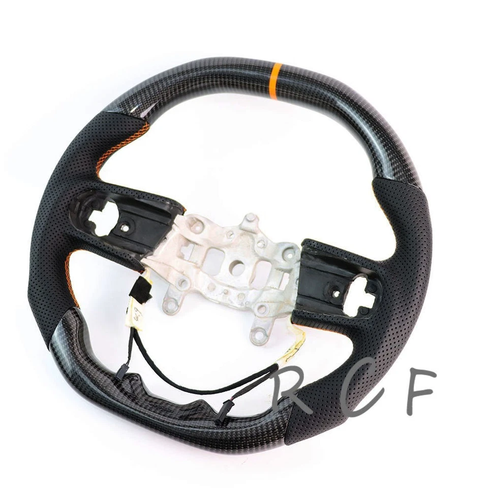 Volante plano de fibra de carbono apto para Jeep Wrangler JL/JT 18-23 con calefacción Foto 2 de 4