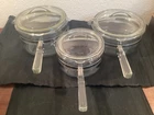 Vintage Pyrex Blue glass flame ware Saucepan 6 Piece Set of 3  Pot's & Lids