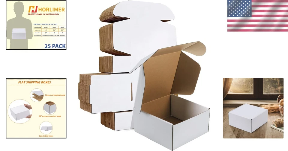Sturdy Cardboard Boxes Set of 25 - Perfect 8x8x4 Size for Storage and Shipping - Image 2 of 4