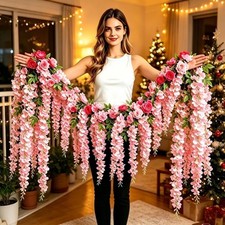 Artificial Flower Rose Leaf Garland Simulated Wisteria Home Wedding Garden Decor