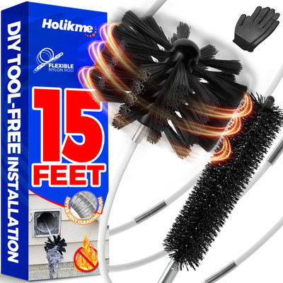 15 Feet Dryer Vent Cleaner Kit, Lint Remover, Extends up to 15 Feet, Synthetic B