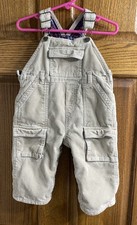 Oshkosh B  gosh overalls Tan Corduroy Flannel Lined Cargo Pockets Size 12 Months